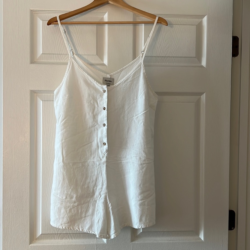 Rhythm Romper White Linen Feel